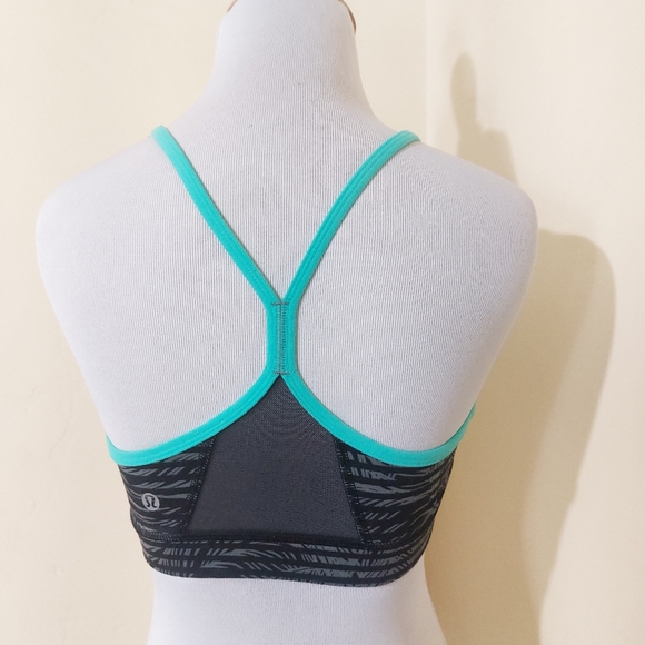 Lululemon Athletica Abstract Grey & Teal Womens Active Sports Workout Bra - Picture 3 of 8